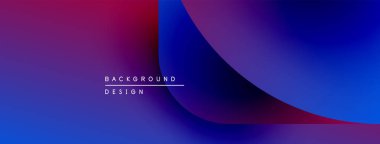 Soyut eğim arkaplanı. Canlı mor, mavi renkler pürüzsüz bir şekilde harmanlanmış. Minimalist tasarım metin elementleri, basit şekiller içerir. Modern estetik.