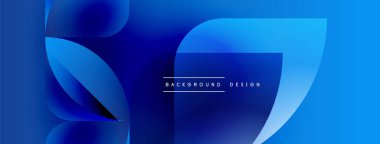 Soyut mavi gradyanlar dinamik şekiller oluştururlar. Modern tasarım metin arkaplanı, tasarım içerir. Düz eğriler katmanlı görsel efekt yaratır.