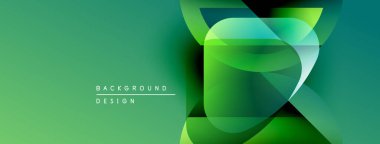 Soyut yeşil gradyan tasarımı. Üst üste binen şekiller modern görsel efektler yaratır. Metin arka plan tasarımı okur. Basit, temiz estetik..