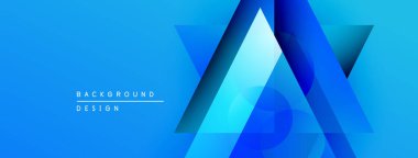 Soyut mavi arkaplan özellikleri üst üste binen geometrik şekiller. Gradyan renkler dinamik görsel efekt yaratır. Modern tasarım elemanları.
