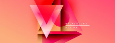 Soyut geometrik tasarım. Kırmızı, turuncu gradyanlar dinamik görsel etki yaratır. Modern tarz, arka planlar ve sunumlar için uygun.