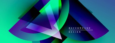 Soyut gradyanlar örtüşür ve dinamik görsel efekt yaratır. Mavi, yeşil, mor renkler kompozisyona hakim. Modern tasarım ögesi.