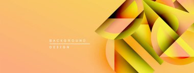 Soyut geometrik şekiller örtüşür, dinamik görsel efekt yaratır. Sıcak turuncu gradyan yumuşak bir zemin sağlar. Modern tasarım ögesi.