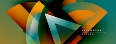 Soyut geometrik şekiller harmanlanarak canlı renkli arkaplan oluşturur. Modern tasarım üst üste binen kavisler, gradyanlar, dinamik bileşim.