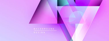 Soyut geometrik tasarım. Mor, pembe renkler baskın. Şekiller örtüşür ve dinamik görsel efekt yaratır. Mevcut en küçük metin.