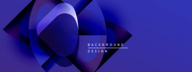 Soyut mavi tasarım üst üste binen şekiller, gradyanlar, dinamik kompozisyon. Arka planlar ve sunumlar için modern estetik.