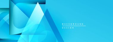 Soyut mavi tasarım katmanlı geometrik şekiller içerir. Modern estetik, temiz çizgiler, canlı renk düzeni. Uygun pankart veya arkaplan.