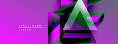 Soyut geometrik bileşim. Canlı mor renkler, katmanlı şekiller modern tasarım yaratır. Mevcut en küçük metin ögeleri.