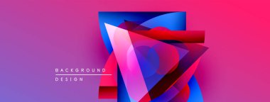 Soyut geometrik şekiller örtüşüyor, canlı pembe, mavi renkler yaratıyor. Modern tasarım elementleri dijital sanat, arkaplan dokusu.