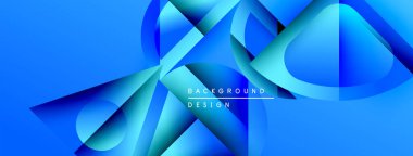 Soyut mavi tasarım üst üste binen şekiller, gradyanlar, dinamik kompozisyon. Arka planlar ve sunumlar için modern estetik.