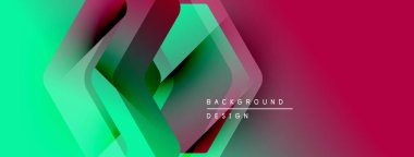 Soyut geometrik şekiller örtüşür, canlı gradyanlar yaratır. Modern tasarım pürüzsüz geçişler, kalın renkler, dinamik bileşimler içerir.