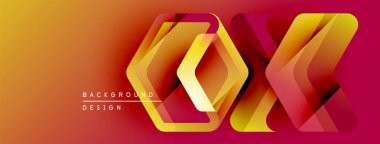 Soyut geometrik şekiller, canlı gradyanlar, sıcak renk paleti. Arkaplan ve sunumlar için modern tasarım ögesi.