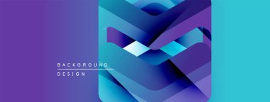 Soyut geometrik tasarım. Canlı mor, mavi renkler katmanlı etki yaratır. Metin arka plan tasarımı okur. Modern, şık bir görüntü..
