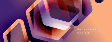 Soyut geometrik şekiller örtüşüyor, canlı turuncu ve mor renkler yaratıyor. Modern tasarım dijital sanat, arkaplan dokusu öneriyor.