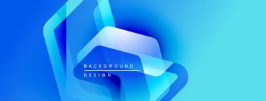 Soyut mavi gradyanlar geometrik şekiller oluşturur. Modern tasarım elementleri dinamik görsel doku oluşturur. Arkaplanda metin arkaplan tasarımı var.