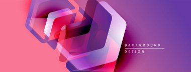Soyut geometrik şekiller örtüşüyor, canlı pembe, mor renkler yaratıyor. Arkaplan ve sunumlar için modern tasarım ögesi.
