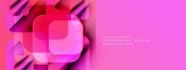 Soyut pembe tasarım üst üste binen kareler, gradyanlar, modern estetik özellikler. Arka planlar ve pankartlar için minimalist stil.