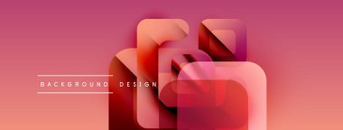 Soyut geometrik şekiller örtüşür, dinamik görsel efekt yaratır. Pembe, kırmızı renkler kompozisyona hakim. Modern tasarım ögesi.
