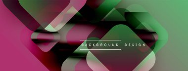 Soyut geometrik şekiller örtüşüyor, canlı mor renkler, yeşil renkler yaratıyor. Modern tasarım elementleri dinamik görsel deneyim önerir.