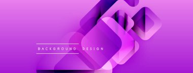 Soyut mor arka plan örtüşen kareler. Gradyan etkileri olan modern tasarım, metin arka plan tasarımı. Minimalist estetik, canlı renkler.