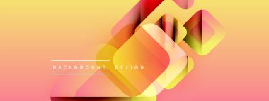 Soyut geometrik şekiller örtüşür, canlı bir değişim etkisi yaratır. Sıcak renkler tasarıma hakim, modern estetiğe işaret ediyor.