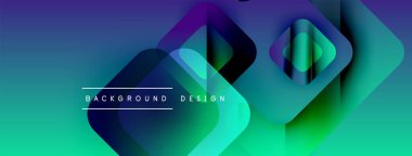 Soyut gradyan şekiller örtüşür ve dinamik görsel efekt yaratır. Mavi, yeşil renkler kompozisyona hakim. Metin arkaplan tasarımı okur.