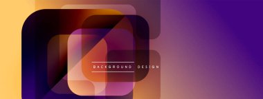 Soyut geometrik şekiller çakışıyor. Sıcak renkler serin mor renklerle harmanlanır. Arkaplan ve afişler için modern tasarım ögesi.