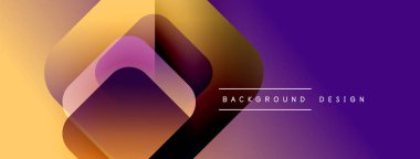 Soyut geometrik şekiller çakışıyor. Renkler sarıdan mora dönüşüyor. Metin arka plan tasarımı okur. Modern görsel kompozisyon.