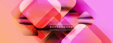 Soyut geometrik şekiller örtüşüyor, canlı pembe, turuncu renkler yaratıyor. Metin, kompozisyon içerisindeki arkaplan tasarımını okur.