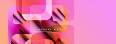 Soyut geometrik şekiller örtüşüyor, canlı pembe, turuncu renkler yaratıyor. Modern tasarım elementleri dijital sanat, arkaplan dokusu.