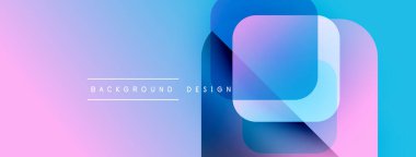 Soyut arkaplan canlı renk eğimlerine sahiptir. Üst üste binen kareler modern görsel efektler yaratır. Metin arkaplan tasarımı okur.