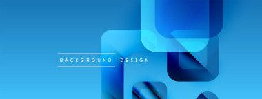 Soyut mavi arkaplan özellikleri üst üste binen geometrik şekiller. Modern tasarım elementleri dinamik görsel doku oluşturur. Basit metin arkaplan tasarımı okur.