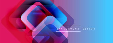 Soyut geometrik şekiller örtüşür, canlı bir değişim etkisi yaratır. Pembe, mavi, mor renkler kompozisyona hakim. Modern tasarım ögesi.