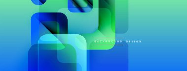 Soyut sıvı şekilleri örtüşür, parlak mavi, yeşil gradyanlar yaratır. Modern tasarım teknoloji, yenilik, dinamik hareket öneriyor.