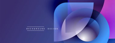 Soyut geometrik şekiller örtüşür, canlı bir değişim etkisi yaratır. Mor, mavi, pembe renkler tasarımda baskın. Modern arkaplan dokusu.