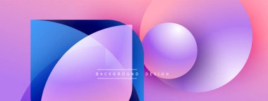 Soyut şekiller pembe, mor ve mavi renkleri harmanlıyor. Modern tasarım örtüşen formlar, gradyan etkiler, metin arkaplan tasarımı.