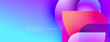 Soyut, enerjik bir arkaplan. Artan maviler pembelere, morlara dönüşür. Üst üste binen şekiller dinamik görsel efekt yaratır. Modern tasarım elemanları.