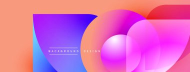 Soyut geometrik şekiller, canlı renkler, değişken arkaplan. Modern tasarım elementleri dinamik görsel bileşim oluşturur.