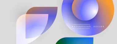 Soyut şekiller örtüşüyor, canlı renk değişimleri yaratıyor. Modern tasarım unsurları akıcılık, yenilik, görsel cazibe öneriyor. Işık arkaplanı karşıtlığı artırır.