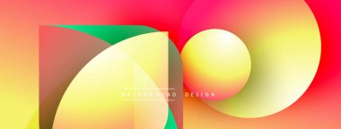 Canlı soyut tasarım özellikleri üst üste binen renkli daireler, gradyanlar. Modern estetik, arka planlar ve sunumlar için uygun..