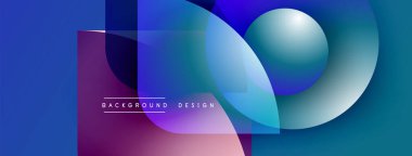 Soyut geometrik şekiller, canlı mavi mor gradyanlar. Modern tasarım elementleri dinamik görsel kompozisyon oluşturur. Arkaplan dokusu görünür.