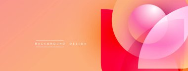 Soyut tasarım özellikleri üst üste binen daireler, gradyanlar. Şeftali tonları kırmızı aksanlarla baskın gelir. Minimalist tarz, modern estetik.