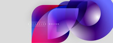 Soyut renkli şekiller örtüşür, dinamik görsel efekt yaratır. Gradyan renkler harmanlanır, modern arkaplan tasarımı oluşturulur.