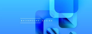 Soyut mavi arkaplan. Üst üste binen şekiller dinamik görsel efekt yaratır. Modern tasarım elementleri teknoloji ve yenilik öneriyor.