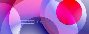 Soyut renkli çemberler örtüşüyor ve canlı modern bir arkaplan oluşturuyor. Gradyan gölgeler düzgün bir şekilde karışır, dinamik görsel efekt sunar.