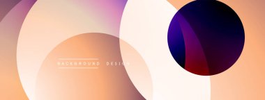 Soyut geometrik şekiller çakışıyor. Sıcak renkler baskın gelir, modern görsel efekt yaratır. Yumuşak eğimler tasarım derinliğini arttırır.