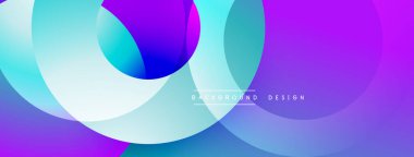 Soyut daireler örtüşüyor, canlı mor, mavi renkler yaratıyor. Arka planlar ve sunumlar için modern tasarım öğesi. Yumuşak gradyanlar dinamik görsel efekt sunar.