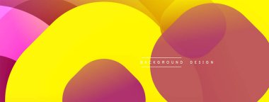 Soyut, canlı şekiller örtüşüyor, dinamik, renkli bir arkaplan oluşturuyor. Sarı, pembe, kırmızı renkler kompozisyona hakim. Modern tasarım ögesi.