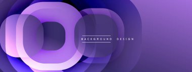Soyut mor katmanlar dinamik bileşim yaratır. Yuvarlak şekiller modern arka plan tasarımını oluşturur. Gradyan etkisi derinlik ekler.