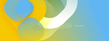 Soyut renkli katmanlar örtüşüyor. Sarı, mavi, yeşil renkler düzgün bir şekilde harmanlanır. Arkaplan ve sunumlar için modern tasarım ögesi.